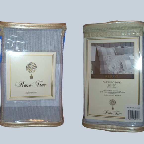 Rose Tree Euro Shams Julianne Set of 2 Gray & White Buffalo Check Plaid 26 in. - Picture 2 of 2